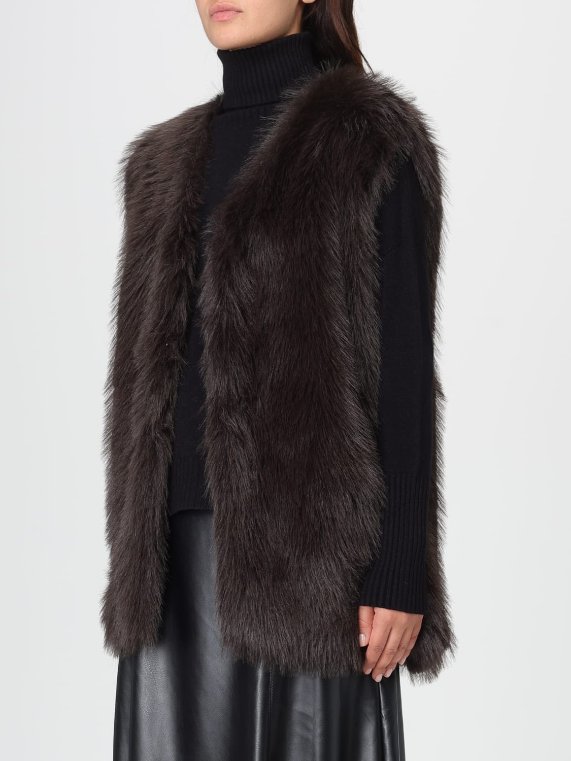 KAOS FUR COAT: Fur coats woman Kaos, Brown - Img 3