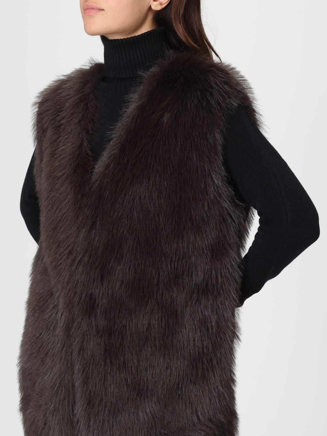 KAOS FUR COAT: Fur coats woman Kaos, Brown - Img 4