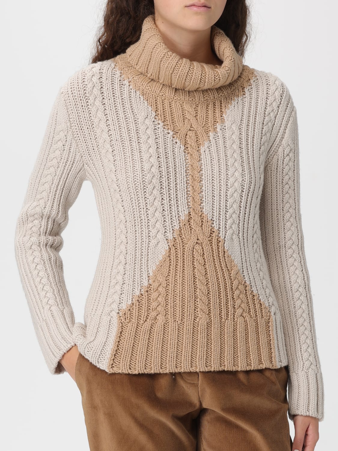 LORENA ANTONIAZZI PULL: Pull femme Lorena Antoniazzi, Beige - Img 3