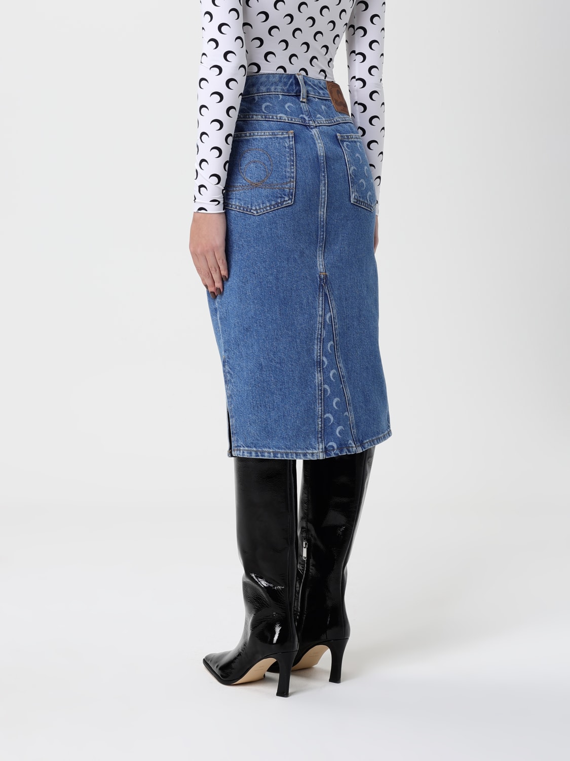 MARINE SERRE FALDA: Falda mujer Marine Serre, Azul Oscuro - Img 3