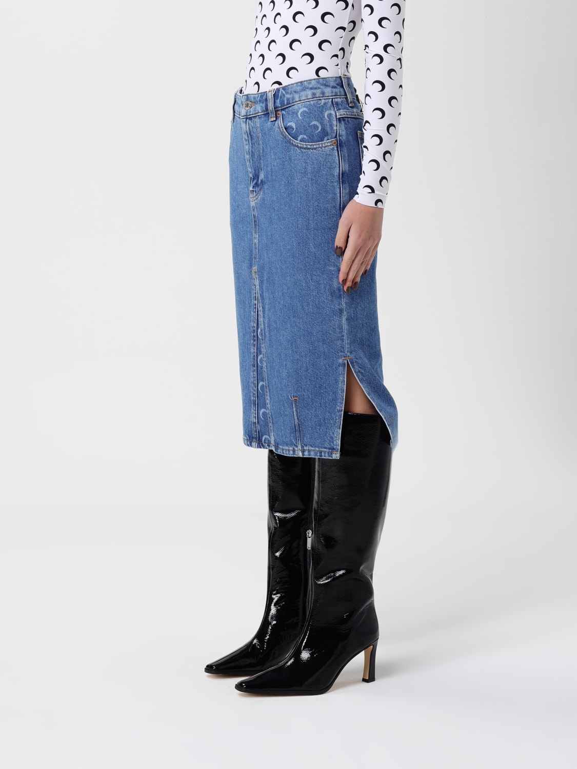 MARINE SERRE FALDA: Falda mujer Marine Serre, Azul Oscuro - Img 4