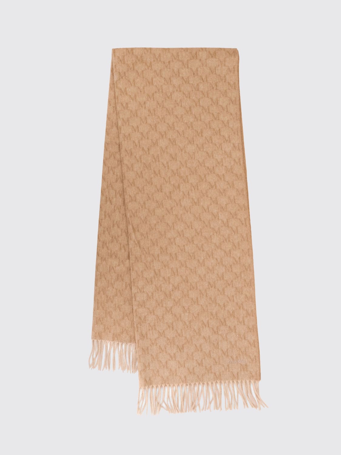 MAX MARA SCIARPA: Sciarpa Max Mara in lana di cammello con monogram all over , Beige - Img 1