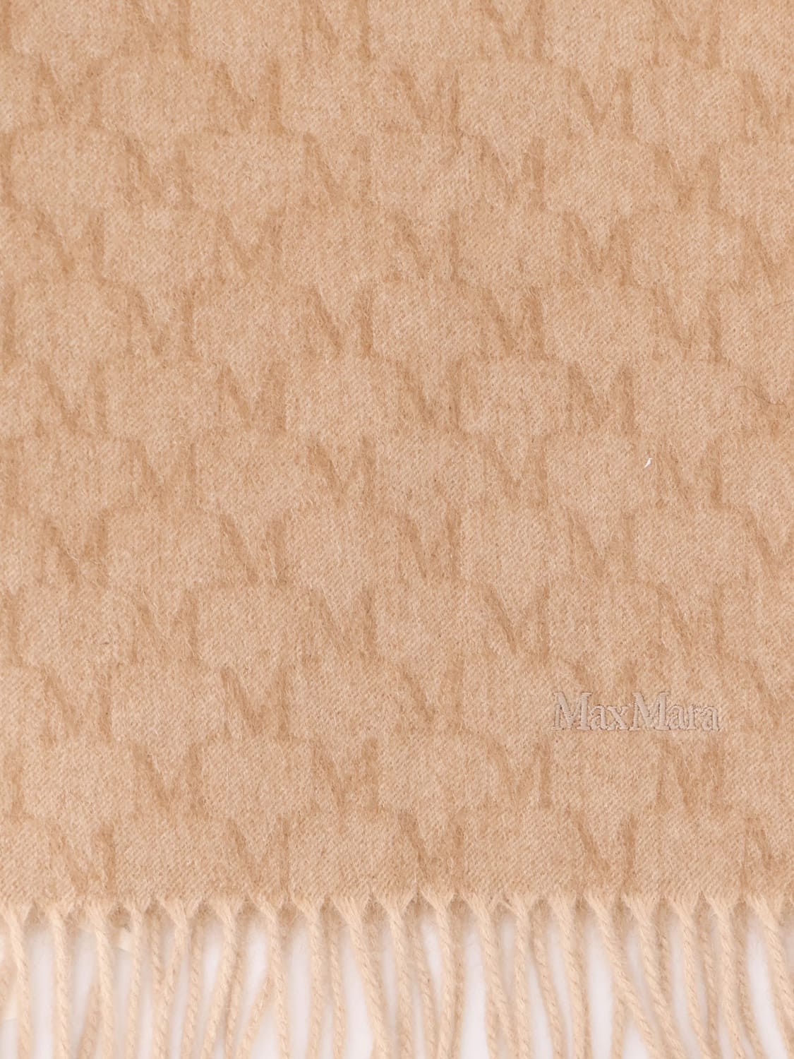 MAX MARA SCIARPA: Sciarpa Max Mara in lana di cammello con monogram all over , Beige - Img 2