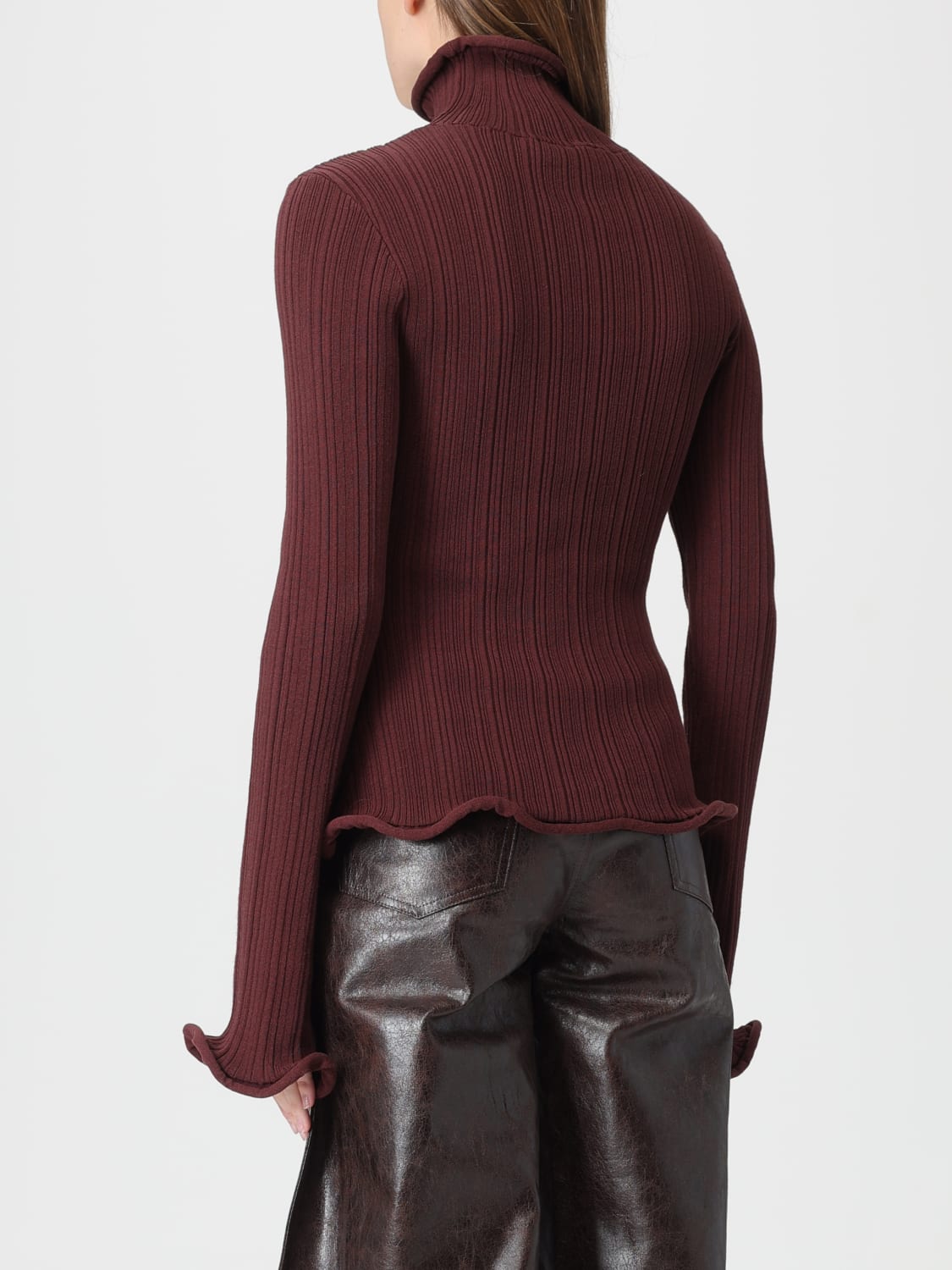 SÉFR MAGLIA: Pullover a collo alto Séfr in jersey , Marrone - Img 3