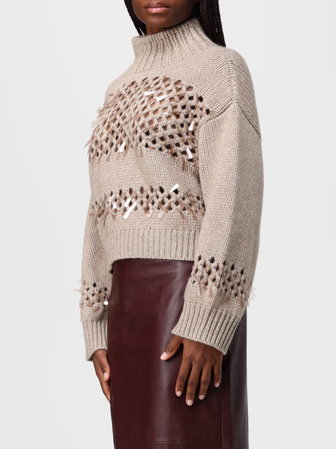 BRUNELLO CUCINELLI SWEATER: Sweater woman Brunello Cucinelli, Brown - Img 4