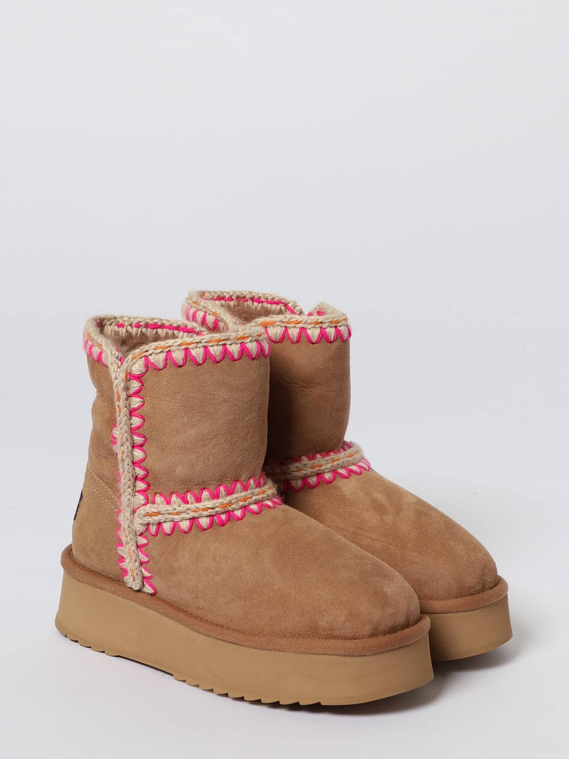 MOU BOOTS: Flat ankle boots woman Mou, Brown - Img 2