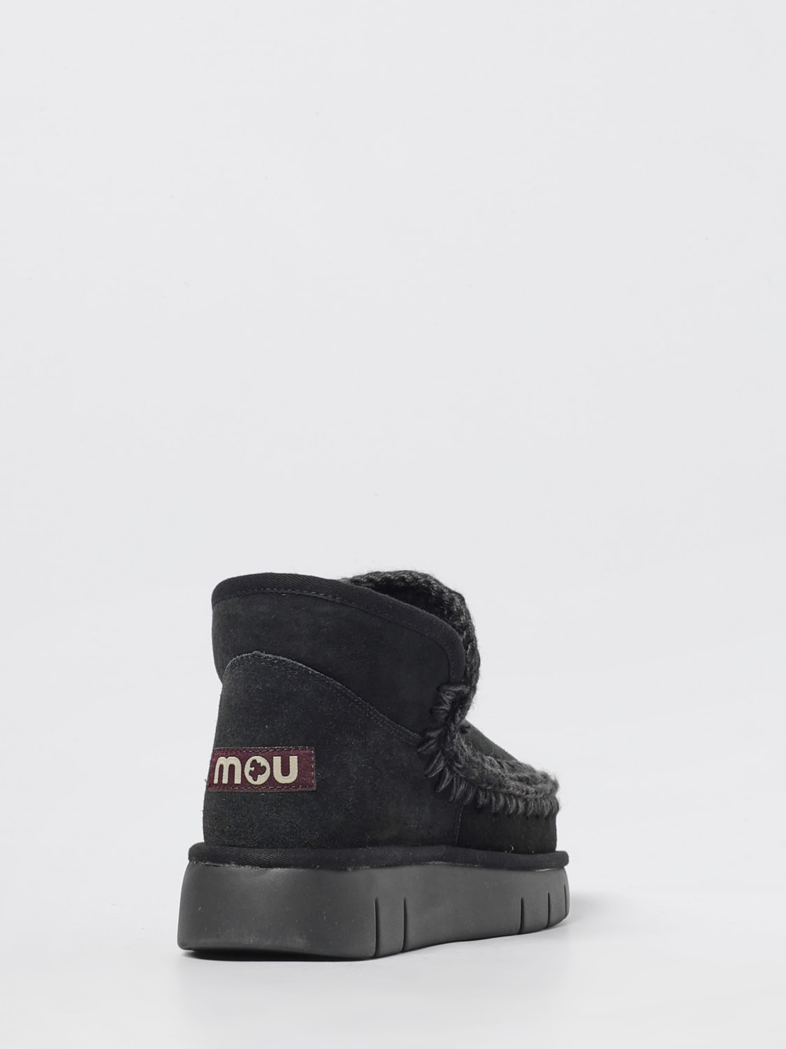 MOU STIVALI: Stivaletto Mini Eskimo Mou in camoscio con cuciture in lana , Nero - Img 3