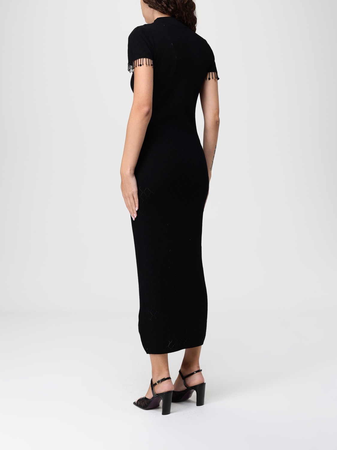 LIU JO ABITO: Abito Liu Jo in maglia traforata , Nero - Img 2