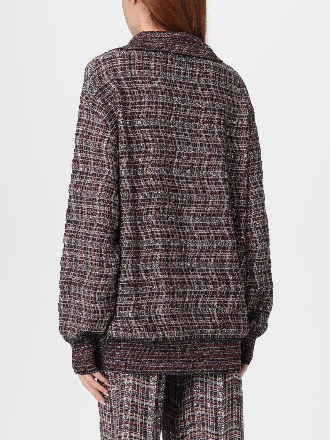 MISSONI POLO: Polo in maglia di viscosa a righe Missoni con paillettes, Marrone - Img 3