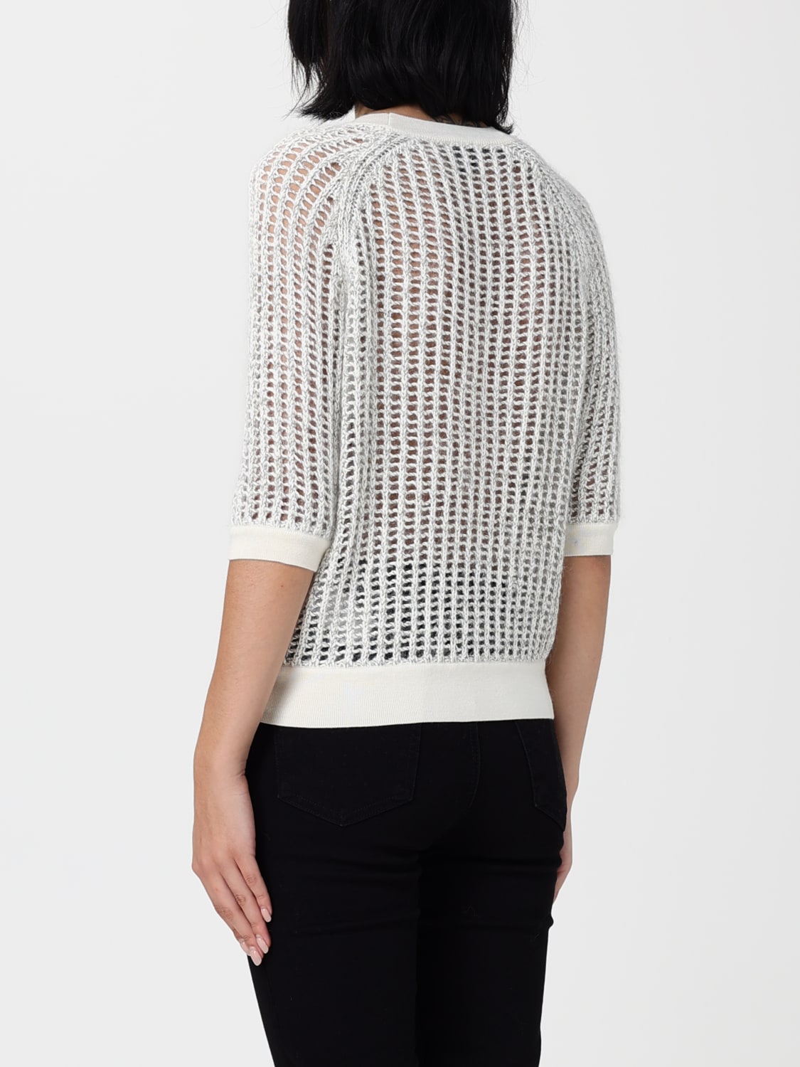 BOSS MAGLIA: Maglia traforato Boss in misto lana, Panna - Img 2