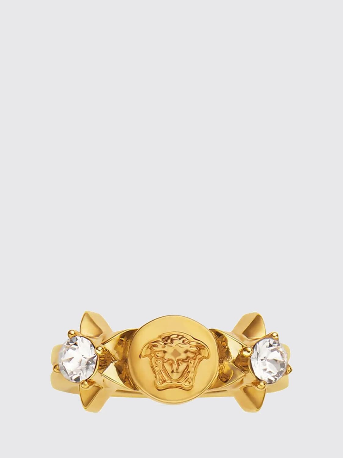 VERSACE GIOIELLO: Anello Versace in ottone con strass incastonati , Oro - Img 1
