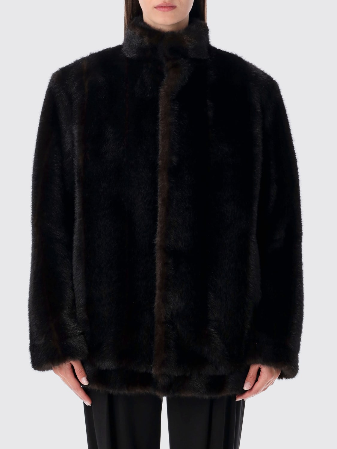 MM6 MAISON MARGIELA FUR COAT: Coat woman Mm6 Maison Margiela, Brown - Img 1