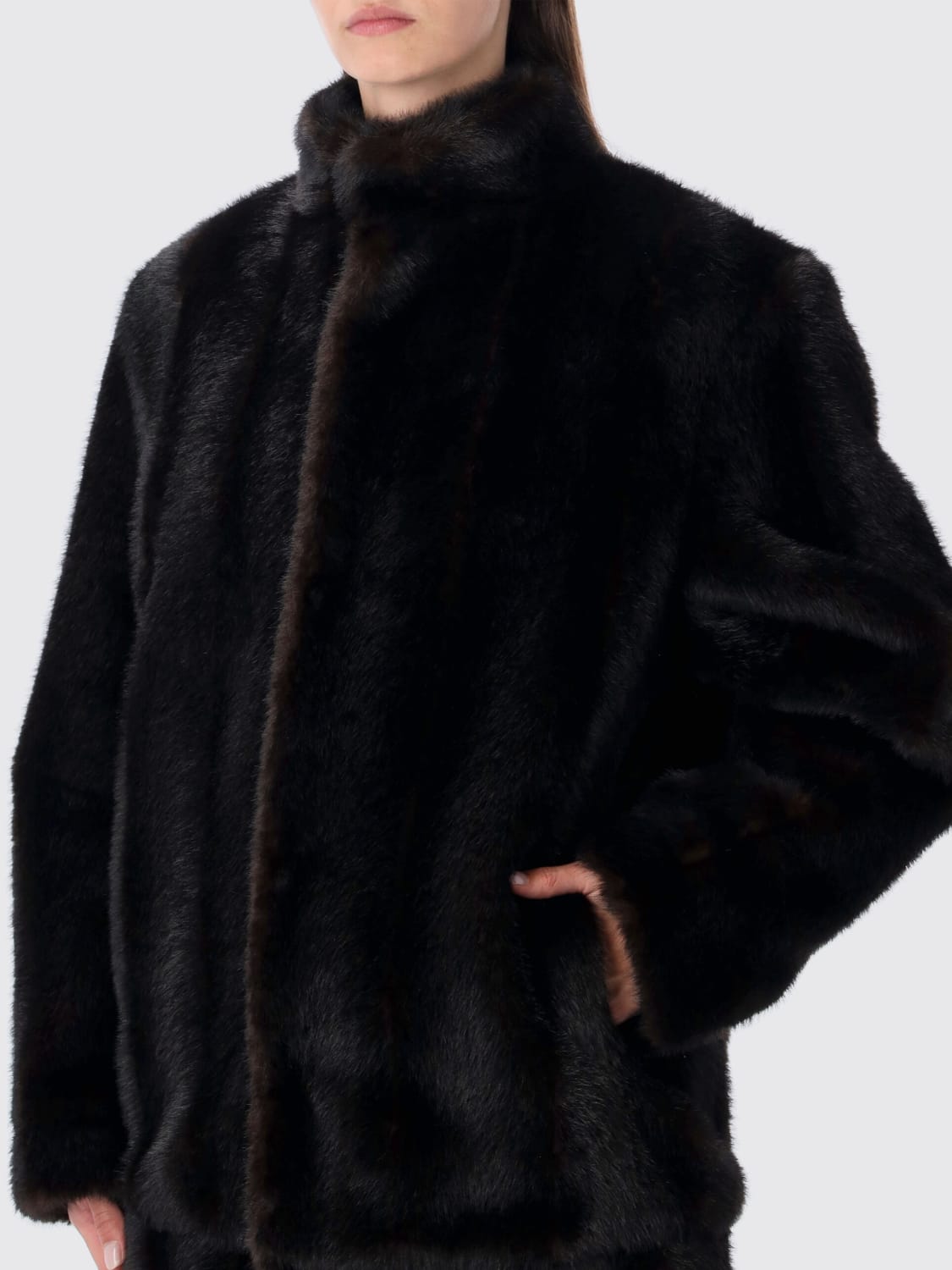 MM6 MAISON MARGIELA FUR COAT: Coat woman Mm6 Maison Margiela, Brown - Img 3
