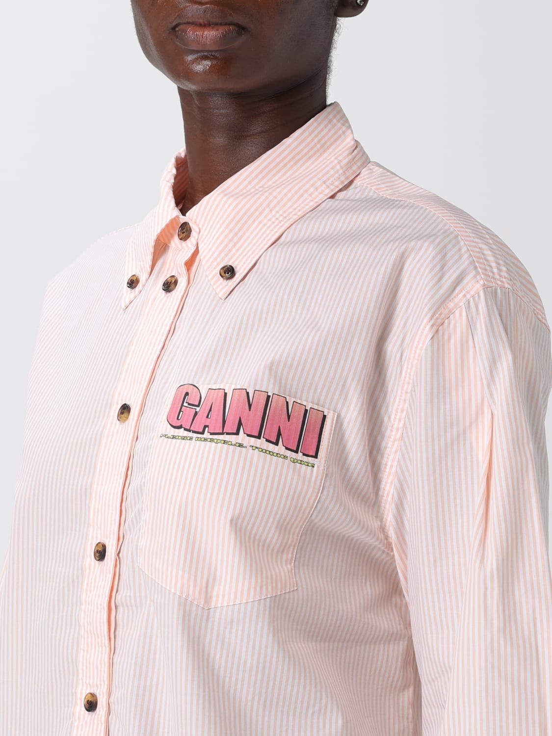 GANNI SHIRT: Shirt woman Ganni, Pink - Img 4