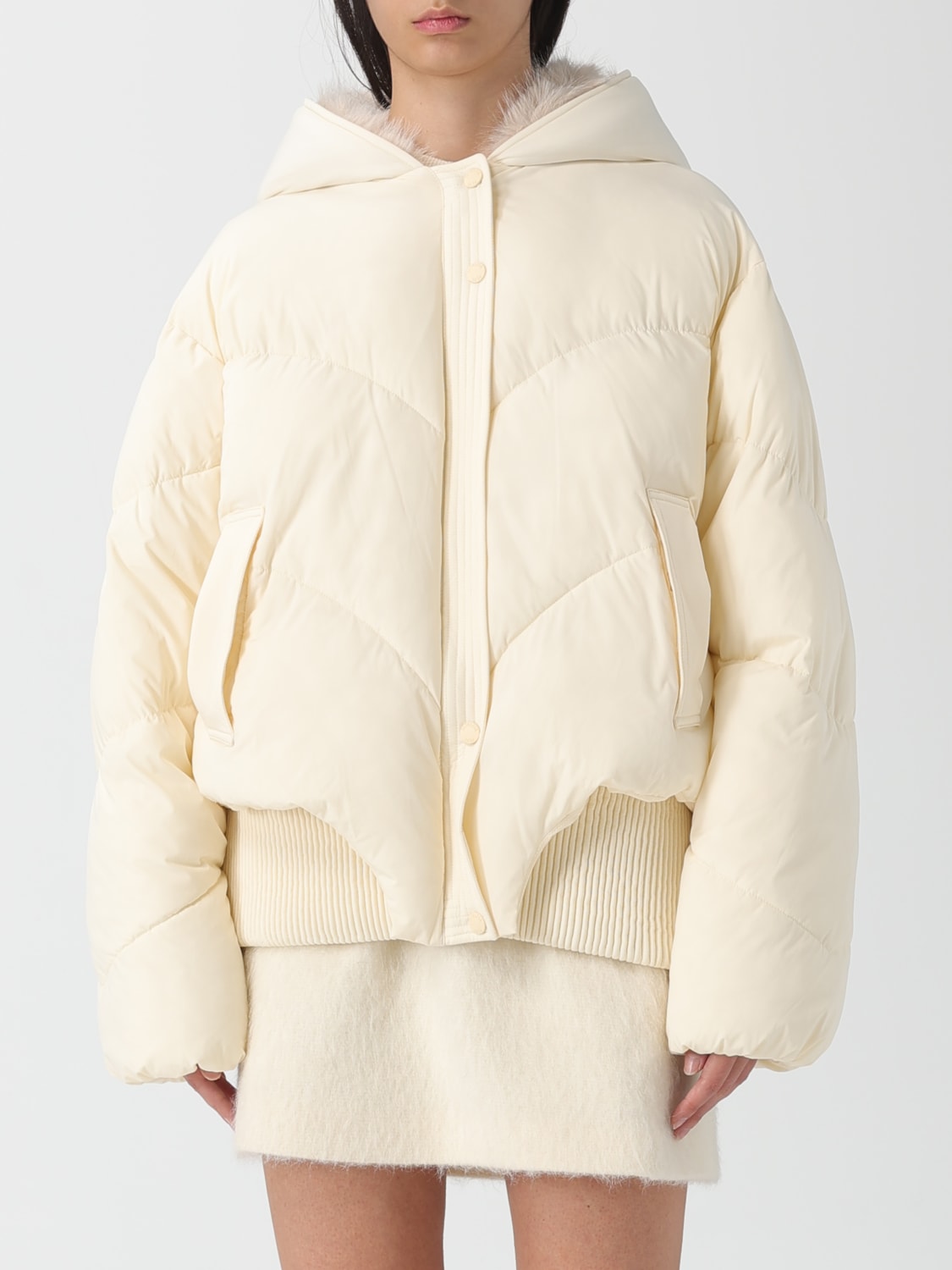 PATRIZIA PEPE JACKET: Patrizia Pepe bomber jacket with hood, White - Img 1
