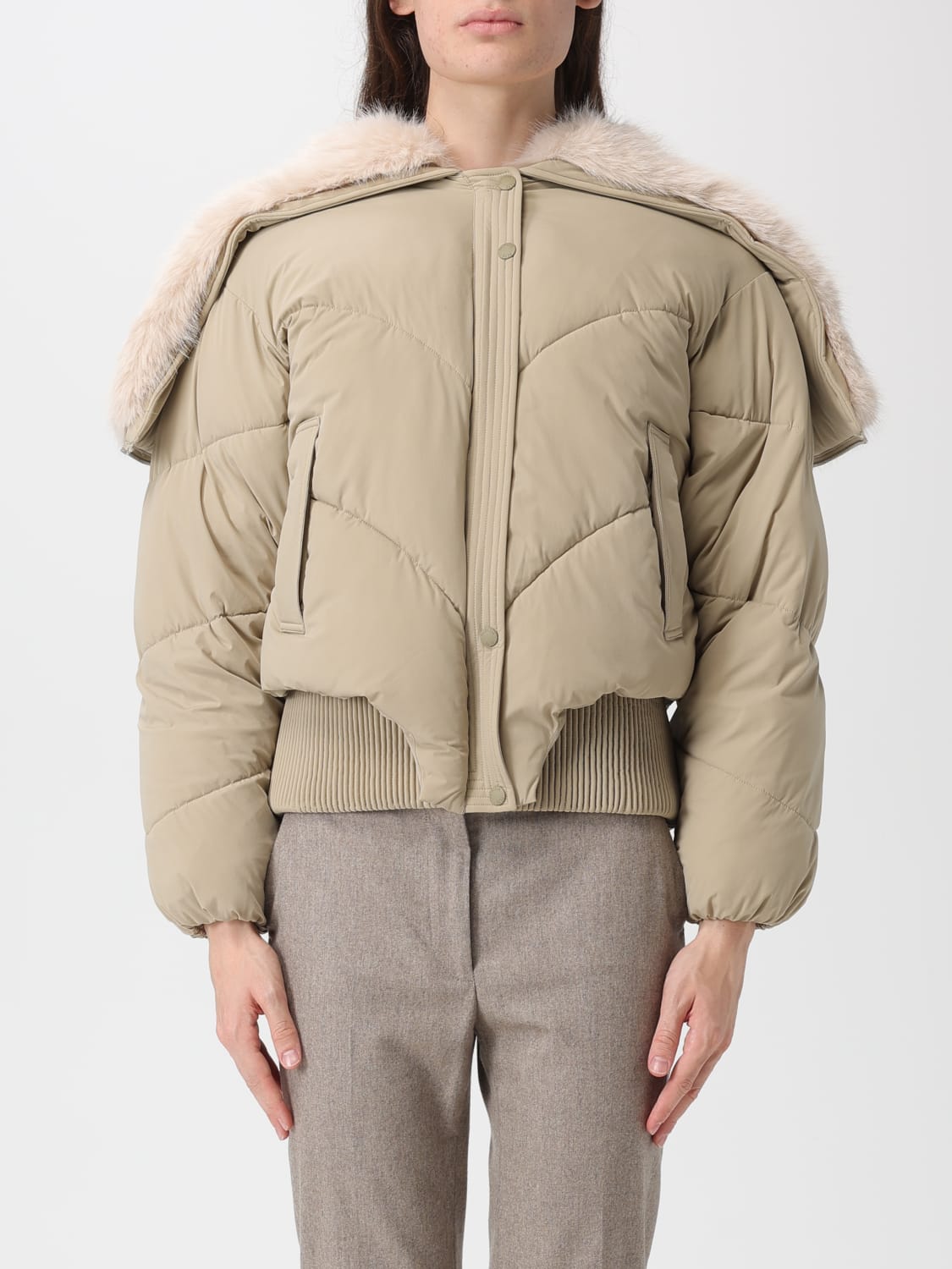 PATRIZIA PEPE JACKET: Patrizia Pepe bomber jacket with hood, Grey - Img 1
