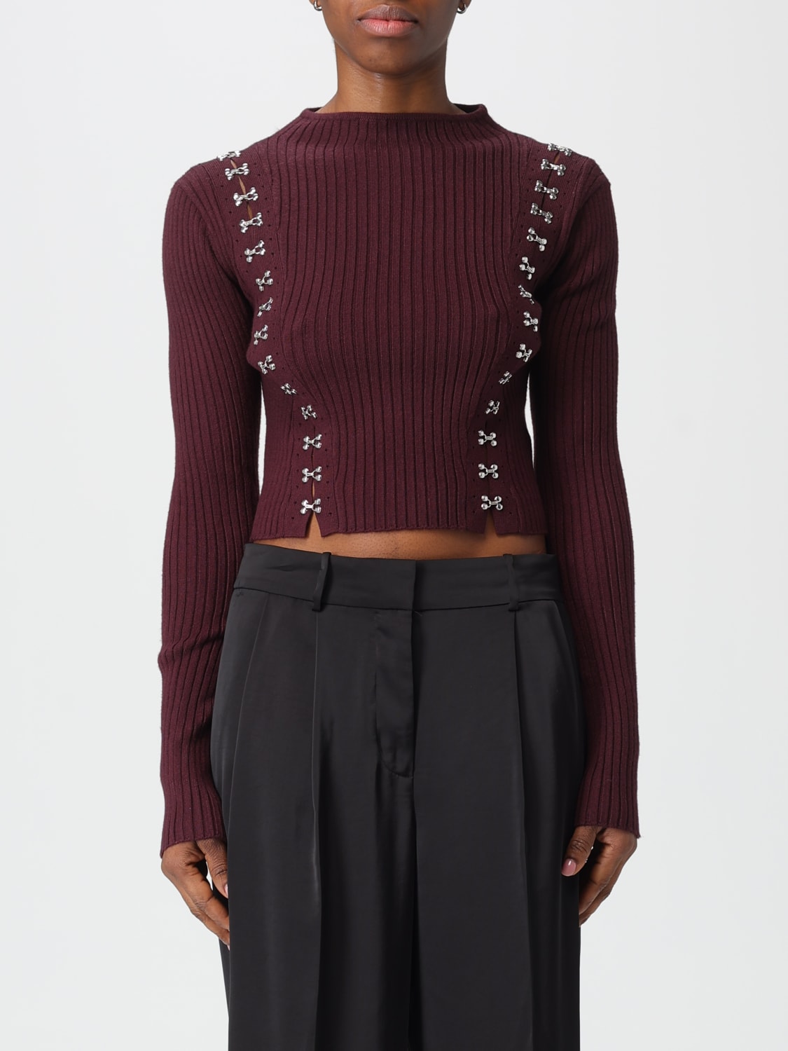 PATRIZIA PEPE MAGLIA: Maglia in misto viscosa criss cross Patrizia Pepe, Porpora - Img 1