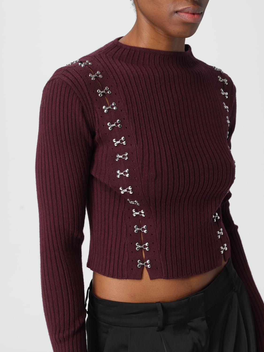 PATRIZIA PEPE MAGLIA: Maglia in misto viscosa criss cross Patrizia Pepe, Porpora - Img 3