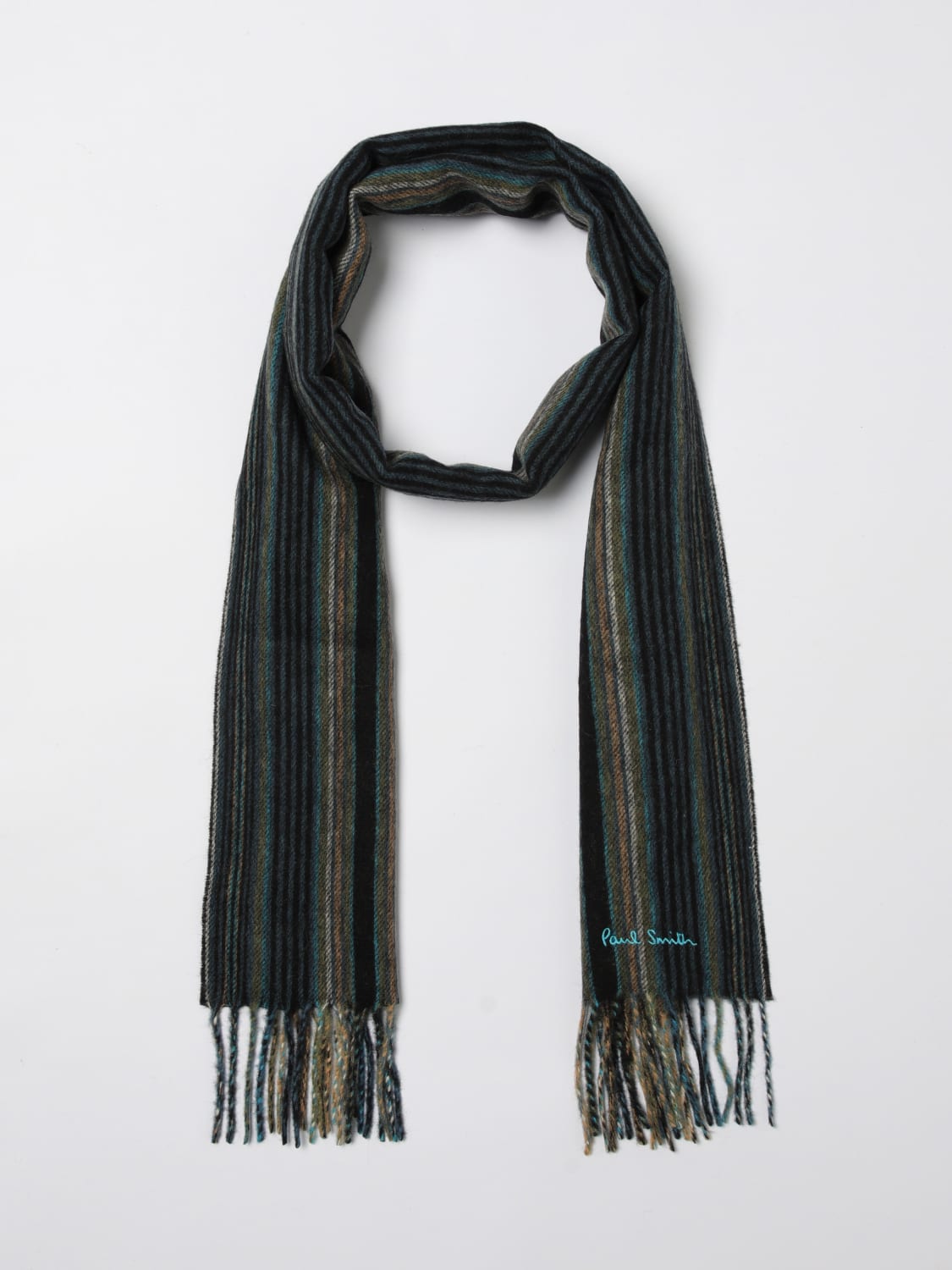 PAUL SMITH SCIARPA: Sciarpa Paul Smith in lana a righe multicolor , Nero - Img 2