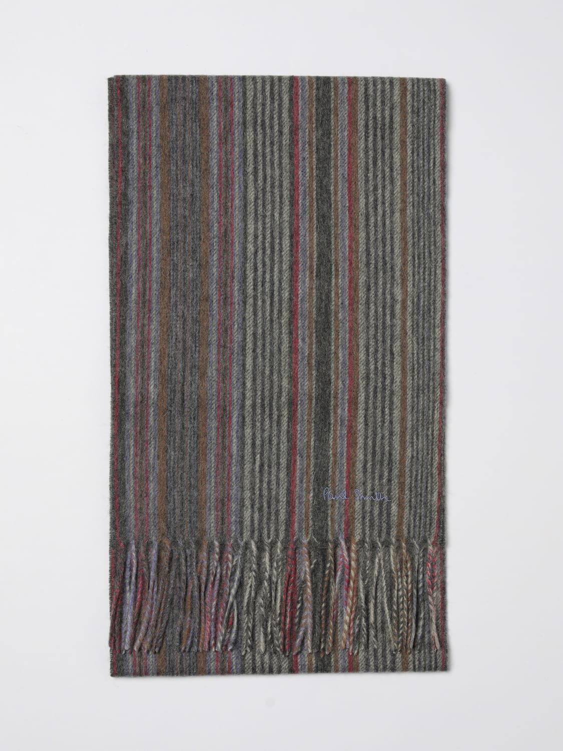 PAUL SMITH SCIARPA: Sciarpa Paul Smith in lana a righe multicolor , Grigio - Img 1
