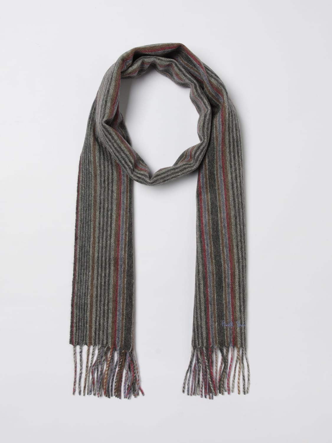 PAUL SMITH SCIARPA: Sciarpa Paul Smith in lana a righe multicolor , Grigio - Img 2