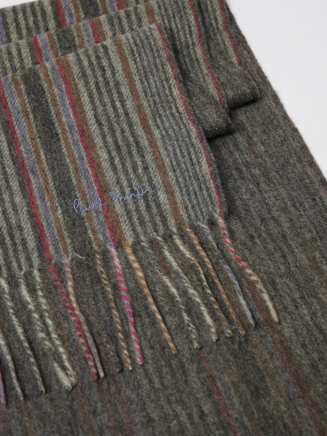 PAUL SMITH SCIARPA: Sciarpa Paul Smith in lana a righe multicolor , Grigio - Img 3