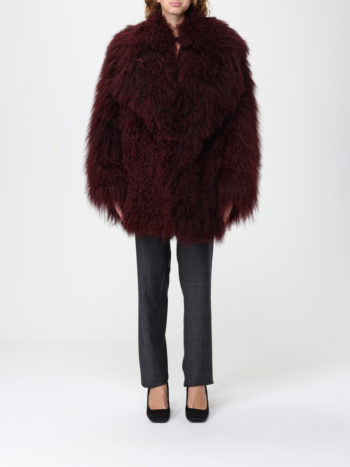 SALVATORE SANTORO FUR COAT: Fur coat woman Salvatore Santoro, Burgundy - Img 1