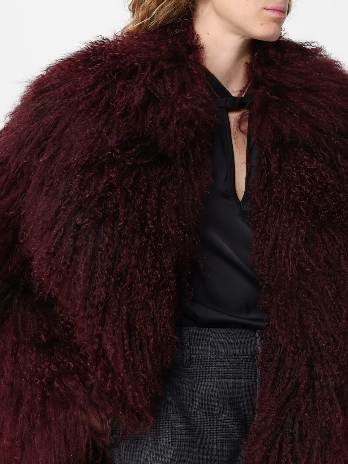 SALVATORE SANTORO FUR COAT: Fur coat woman Salvatore Santoro, Burgundy - Img 4