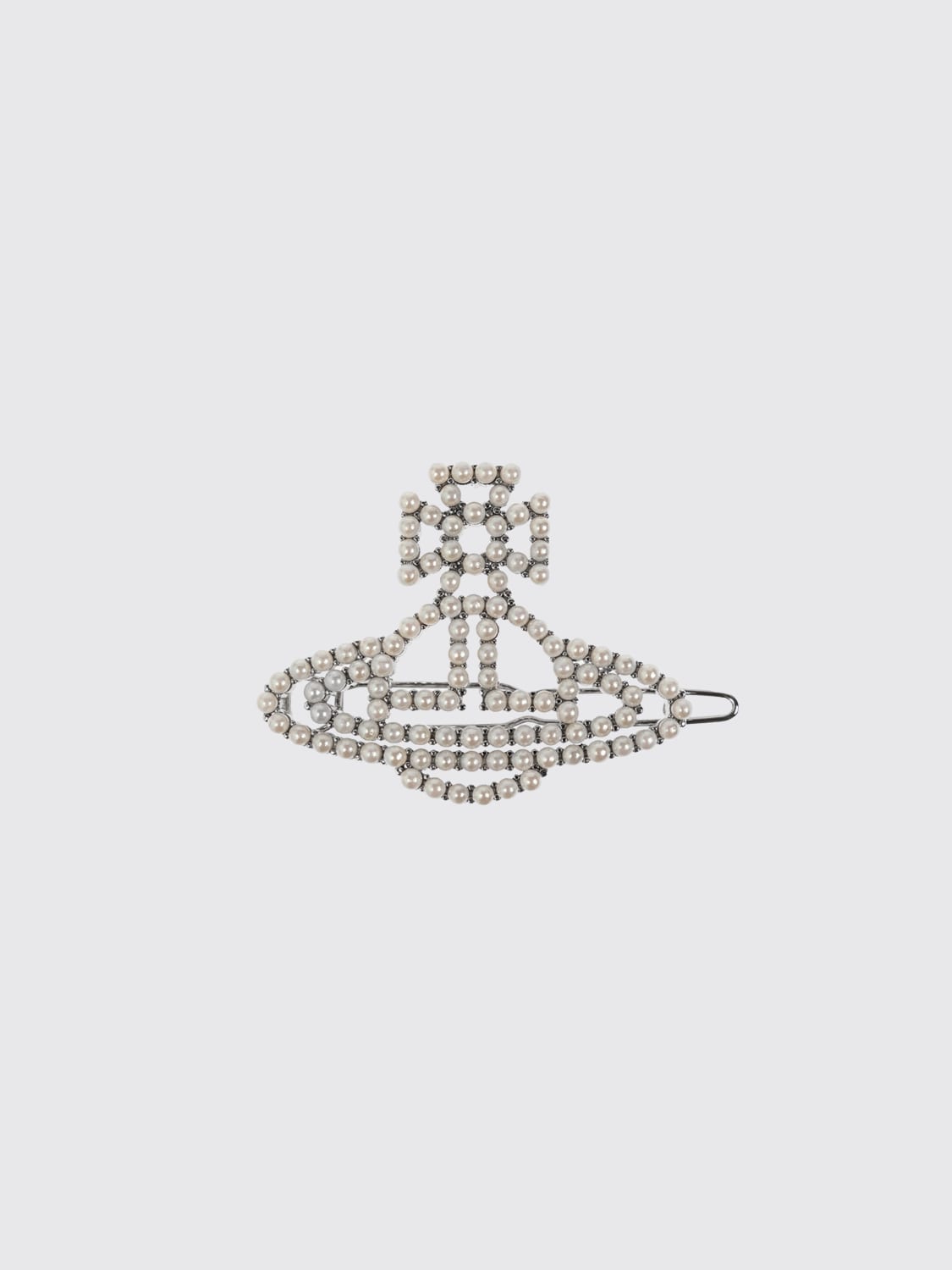 VIVIENNE WESTWOOD FERMACAPELLI: Fermacapelli in ottone con strass Vivienne Westwood, Silver - Img 1