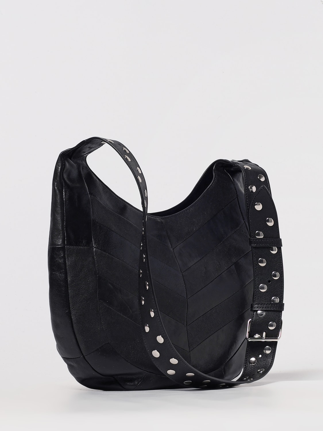 VALENTINO GARAVANI BORSA A TRACOLLA: Borsa Hobo Valentino Garavani in nappa chevron, Nero - Img 3