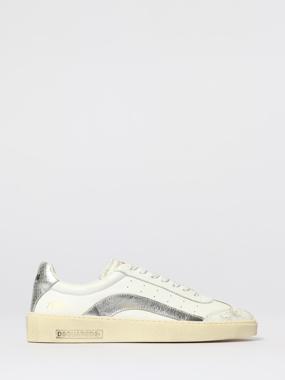 DSQUARED2 SNEAKERS: Sneakers Rider Dsquared2 in pelle used, Bianco - Img 1