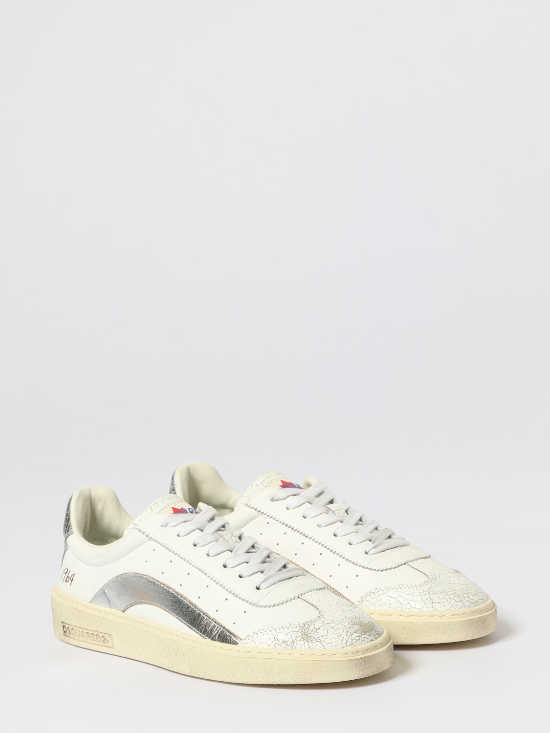 DSQUARED2 SNEAKERS: Sneakers Rider Dsquared2 in pelle used, Bianco - Img 2