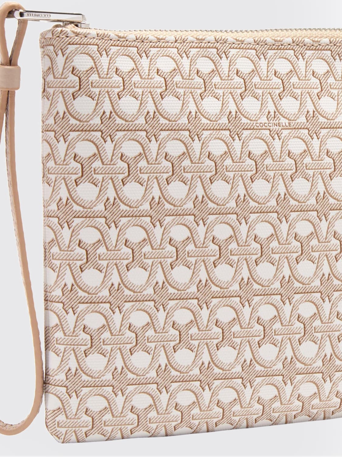 COCCINELLE BORSA MINI: Pochette Alias Coccinelle in canvas con monogram jacquard , Bianco - Img 2