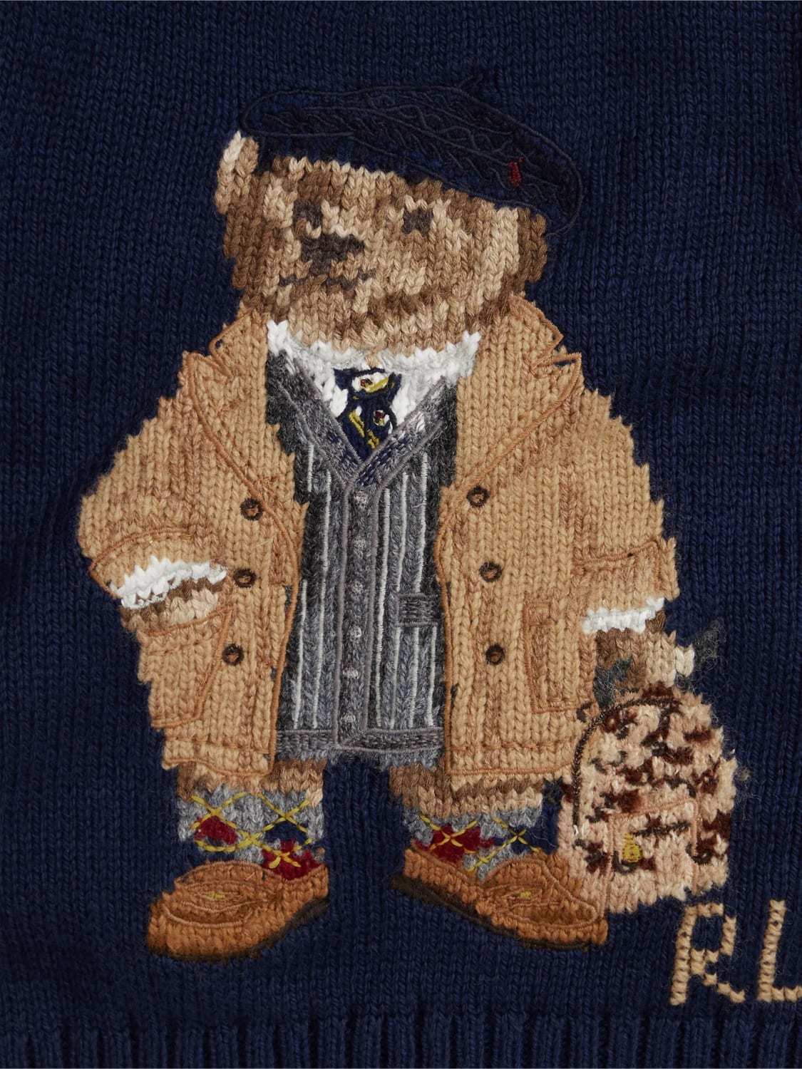 POLO RALPH LAUREN MAGLIA: Maglia di lana e cotone con Teddy Polo Ralph Lauren, Blue - Img 3