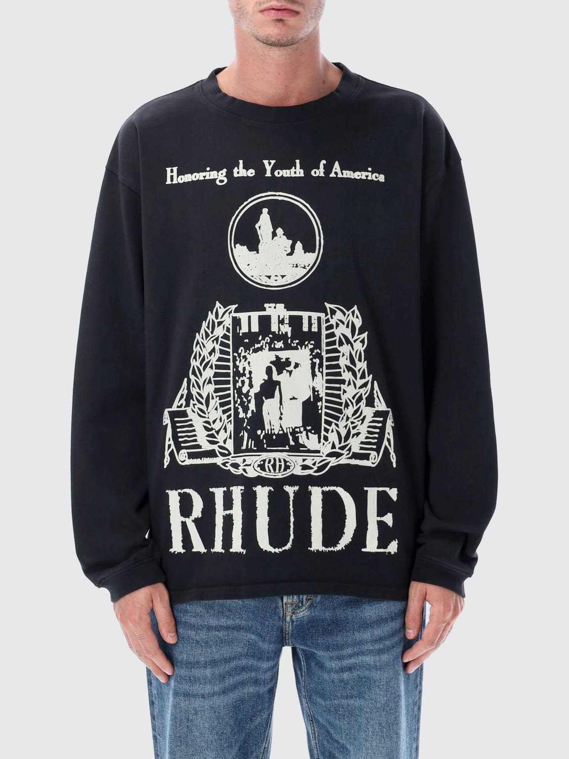 RHUDE SUDADERA: Camiseta hombre Rhude, Negro - Img 1