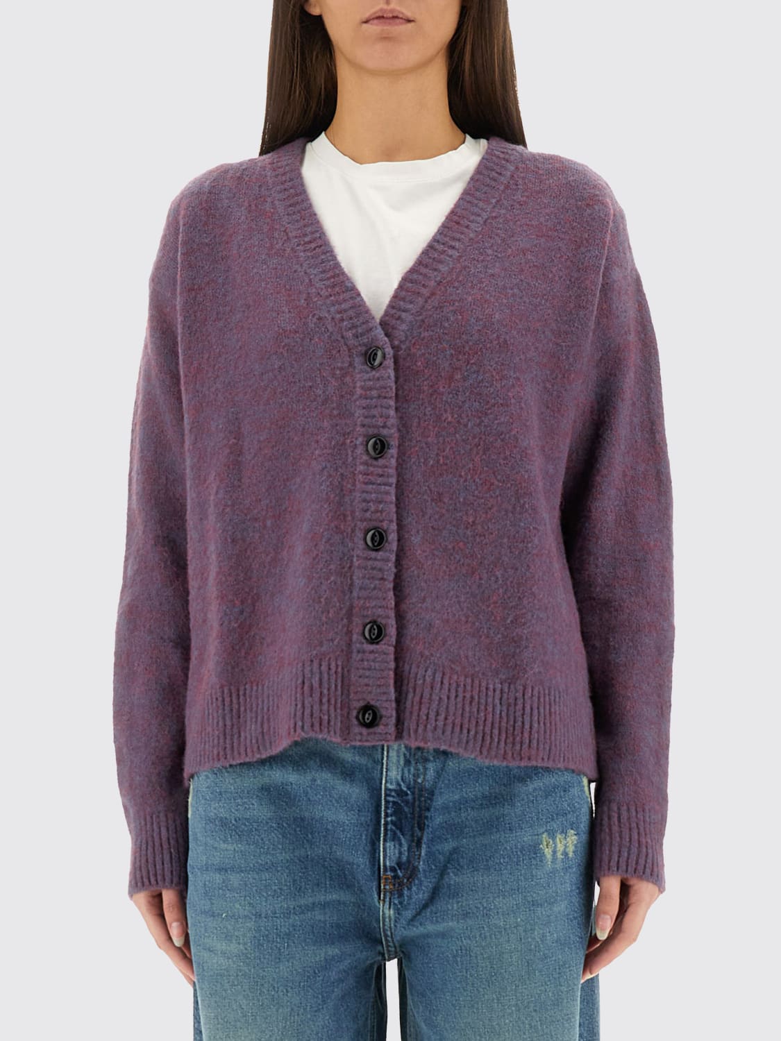 AMISH MAGLIA: Cardigan basic Amish, Viola - Img 1