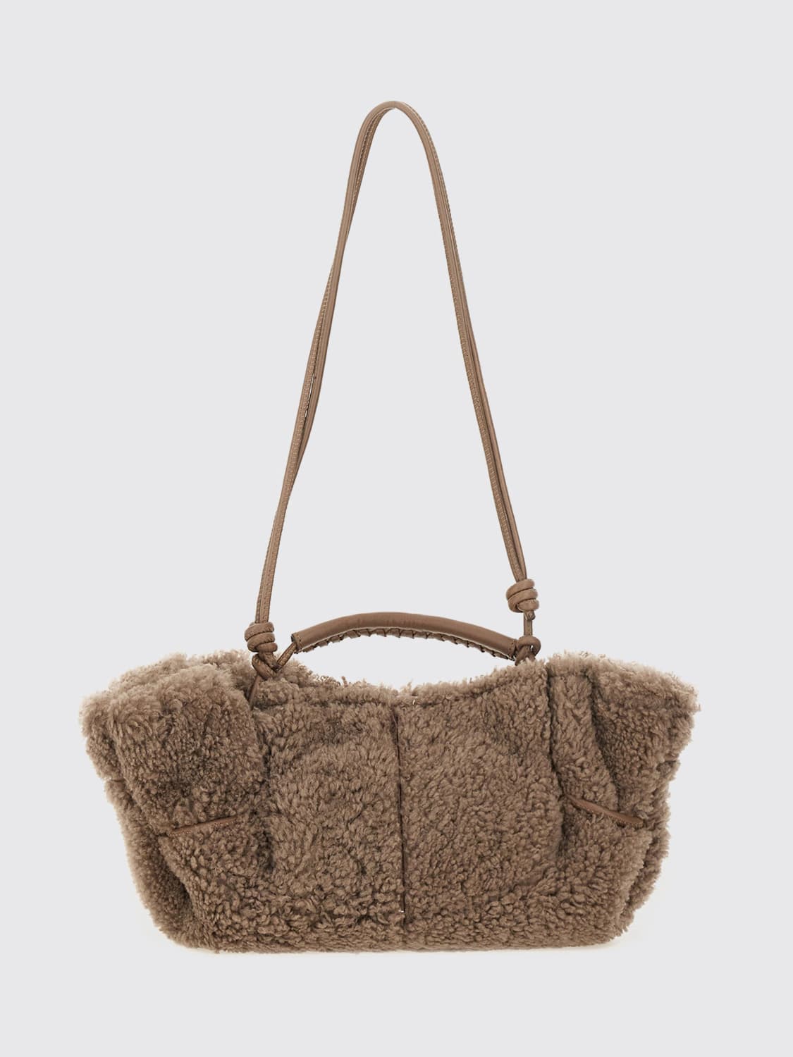 HEREU BORSA MINI: Borsa Arta Mini Curly Hereu in shearling, Grigio - Img 2