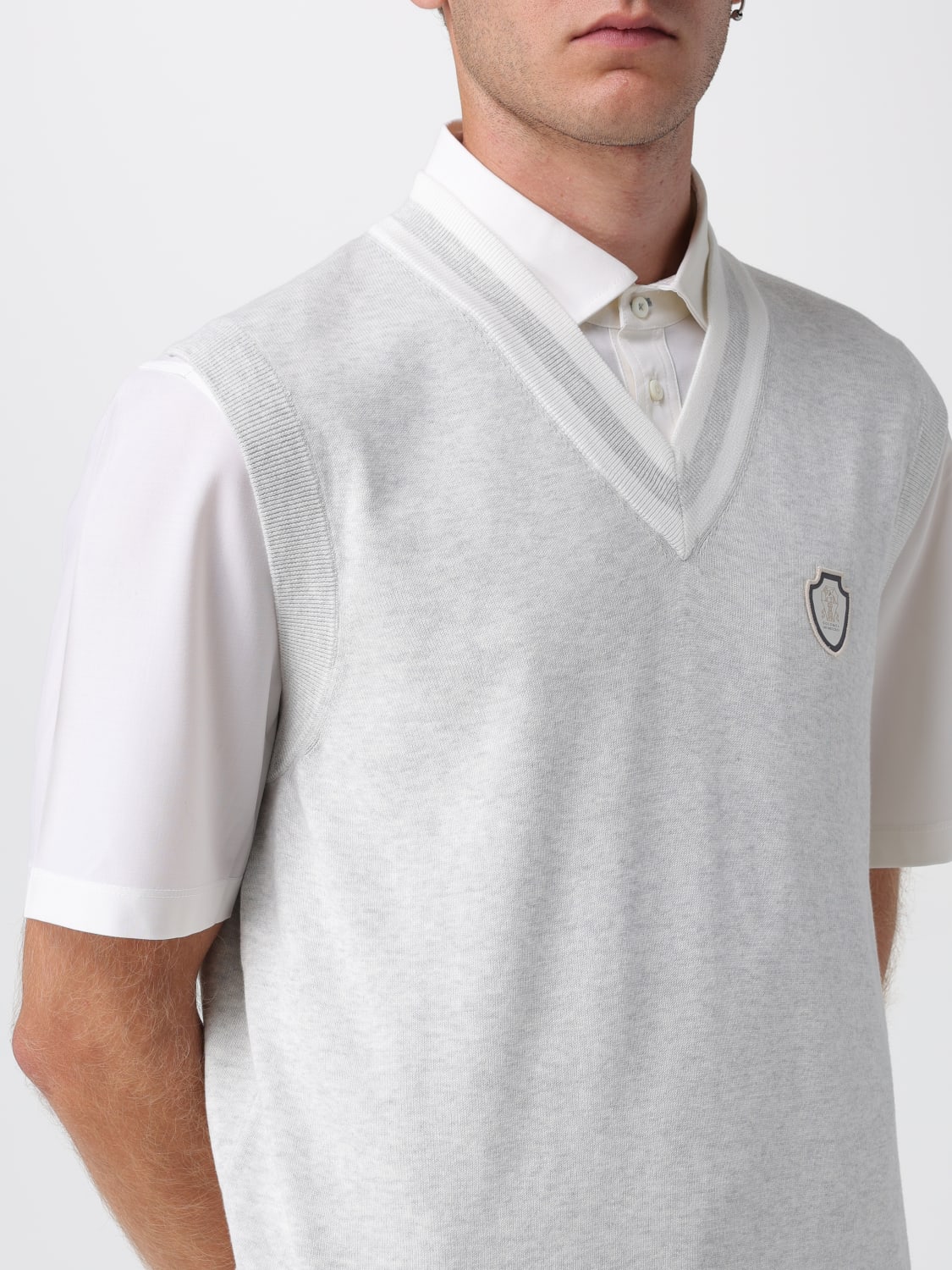 BRUNELLO CUCINELLI SUIT VEST: Jacket men Brunello Cucinelli, Smoke Grey - Img 5