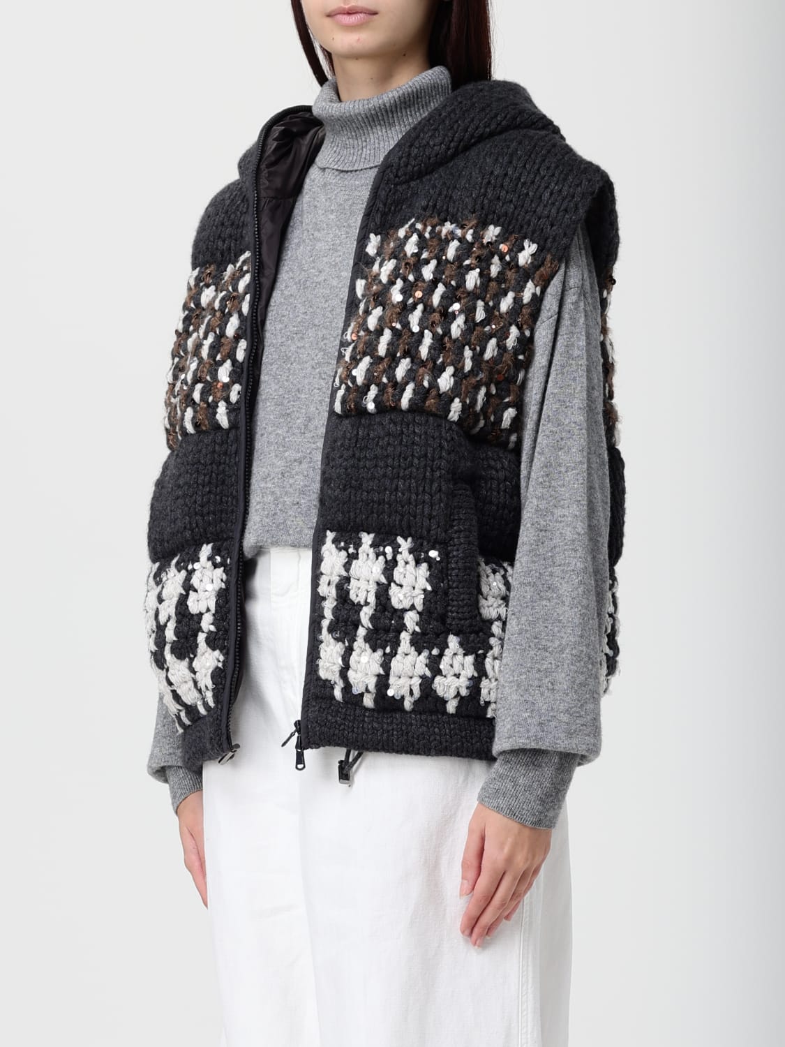 BRUNELLO CUCINELLI WAISTCOAT: Jacket woman Brunello Cucinelli, Black - Img 4