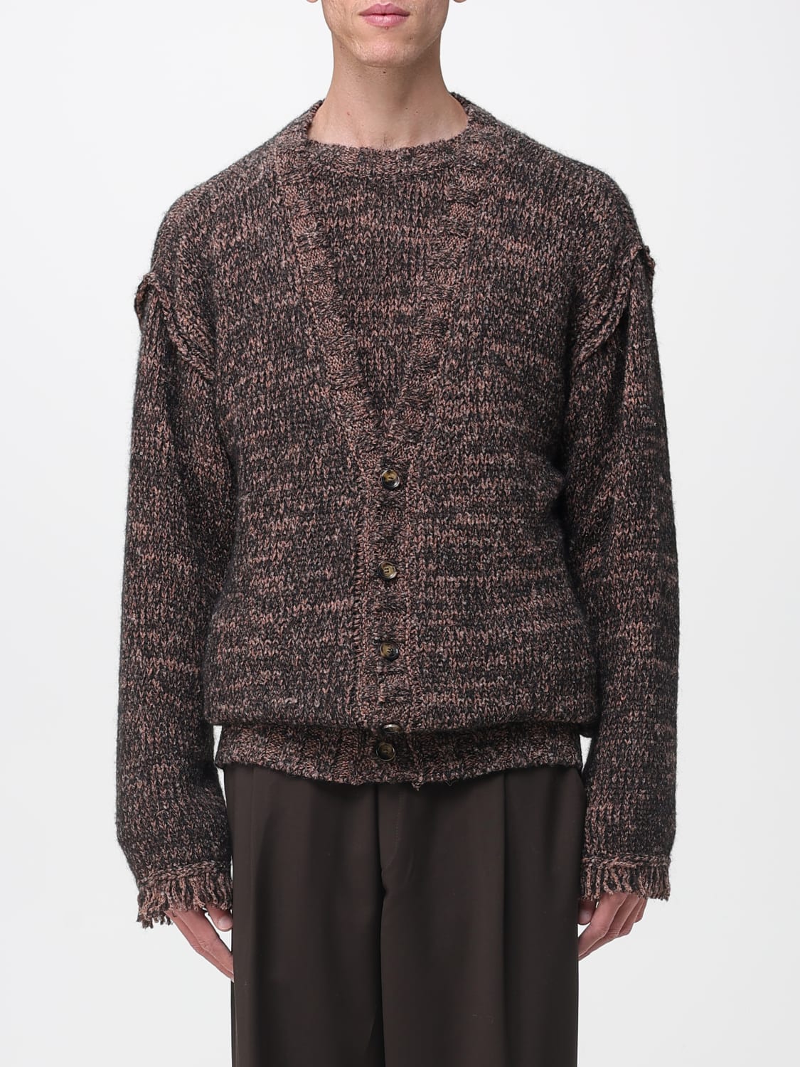 LANEUS SWEATER: Cardigan men Laneus, Brown - Img 1
