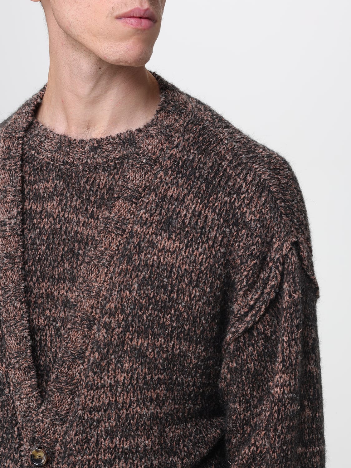 LANEUS SWEATER: Cardigan men Laneus, Brown - Img 4