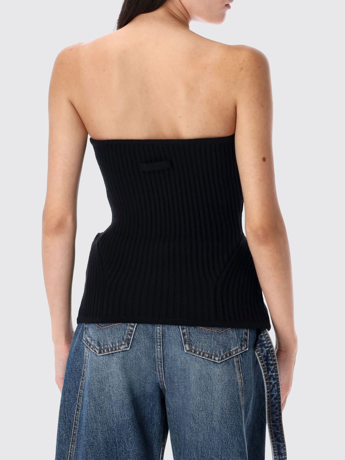 JEAN PAUL GAULTIER TOP: Top bustier Jean Paul Gaultier in misto lana , Nero - Img 2