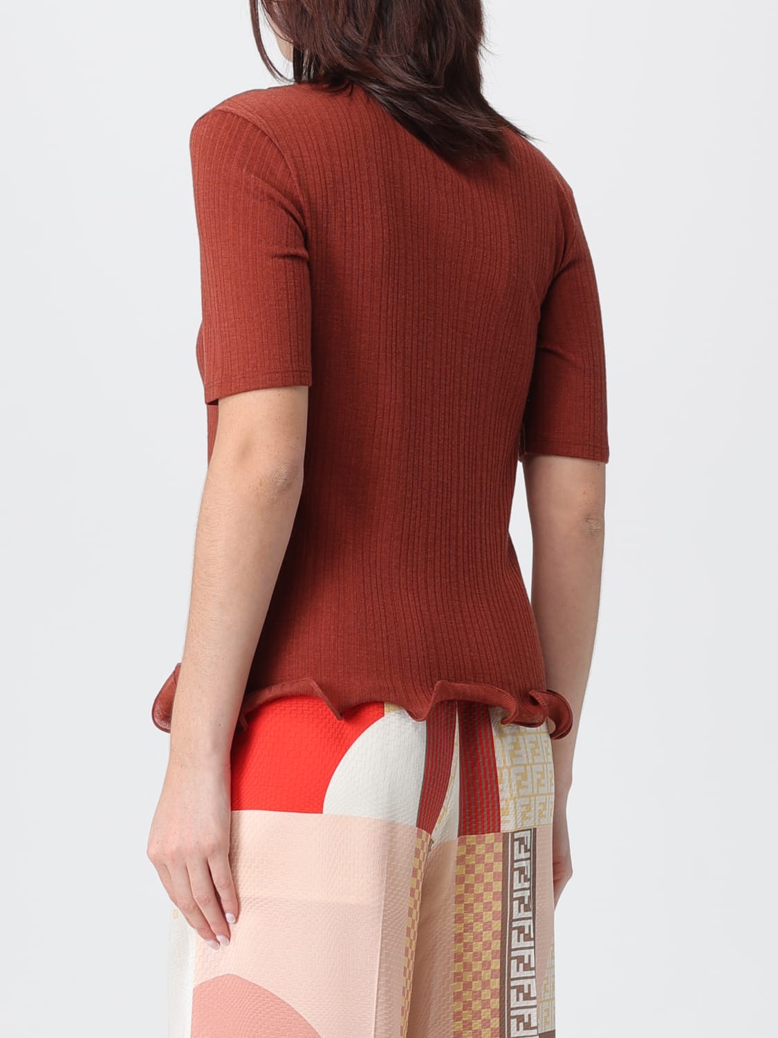 FENDI T-SHIRT: Top damen Fendi, Rot - Img 3