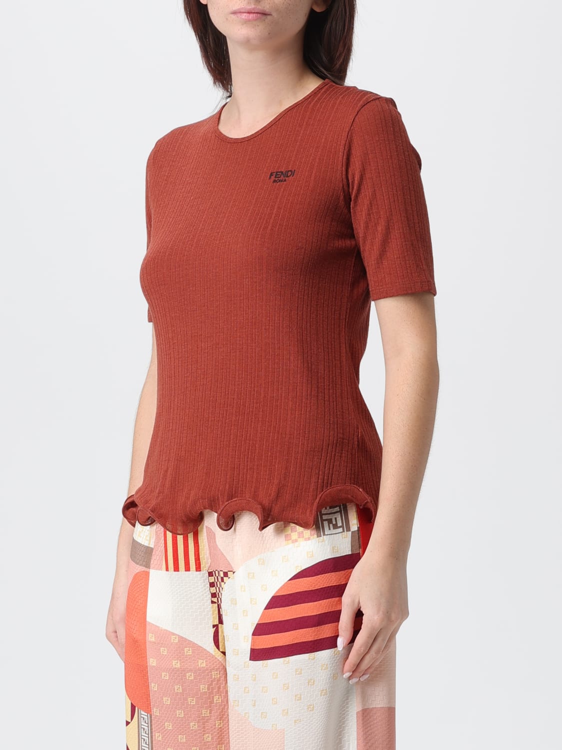 FENDI T-SHIRT: Top damen Fendi, Rot - Img 4