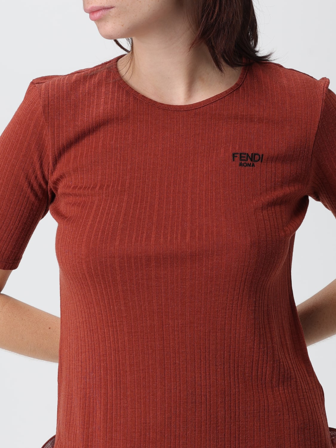 FENDI T-SHIRT: Top damen Fendi, Rot - Img 5