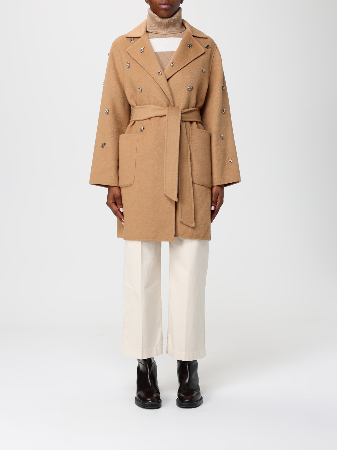 LIU JO COAT: Coat woman Liu Jo, Beige - Img 1