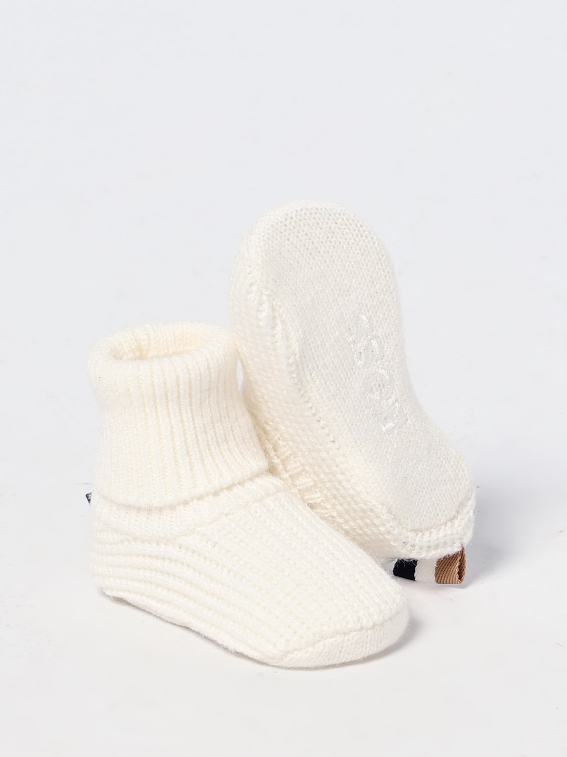 BOSS CAPPELLO NEONATO: Set cappello + calzini Boss in maglia a coste , Bianco - Img 2
