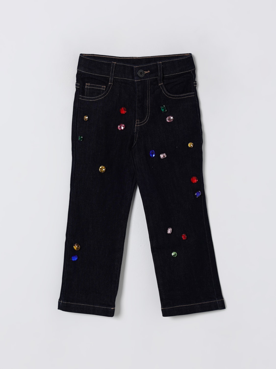 LITTLE MARC JACOBS JEANS: Jeans Little Marc Jacobs in denim con strass applicati, Denim - Img 1