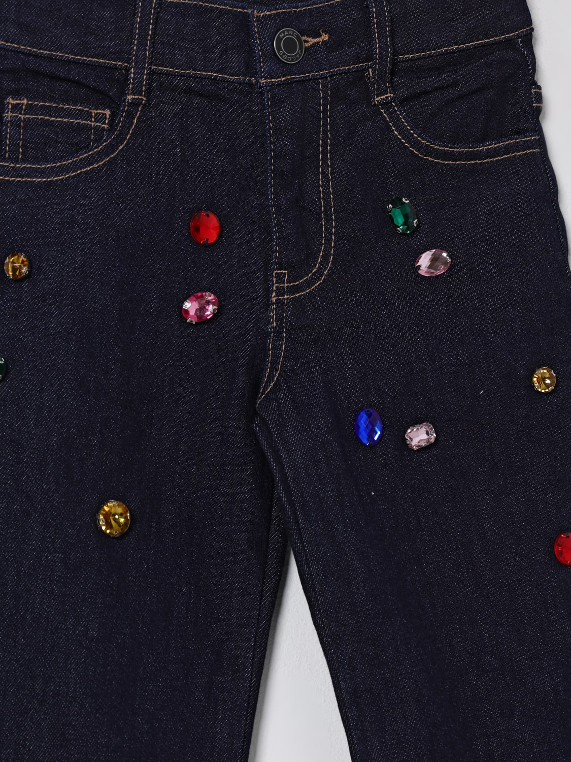 LITTLE MARC JACOBS JEANS: Jeans Little Marc Jacobs in denim con strass applicati, Denim - Img 3