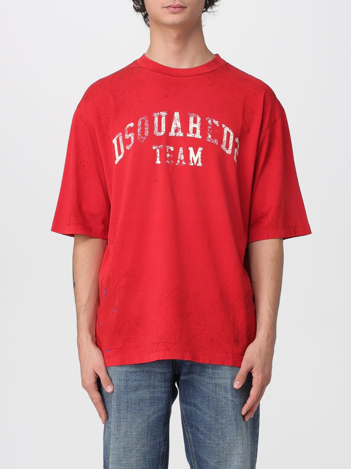 DSQUARED2 T-SHIRT: T-shirt over con logo in cotone Dsquared2, Rosso - Img 1